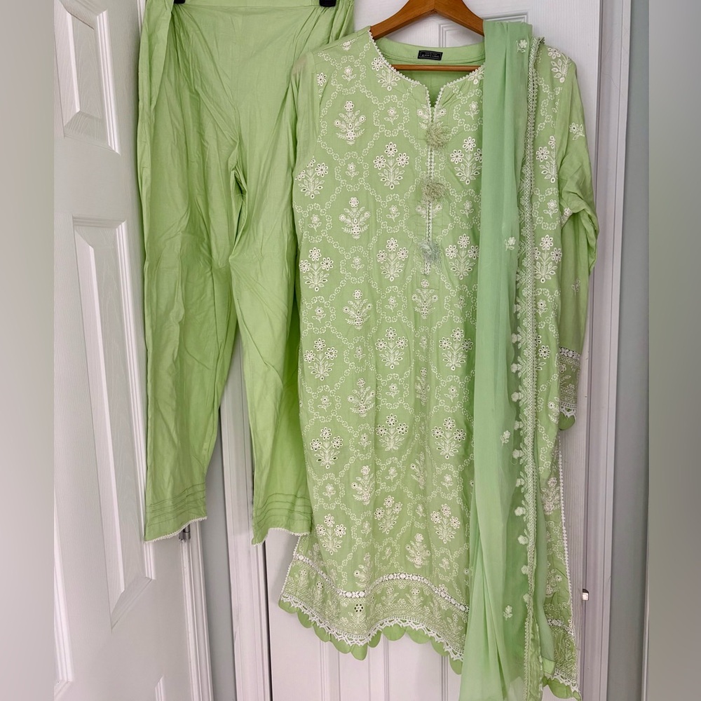 Light Green Embroidered Salwar Kameez Set